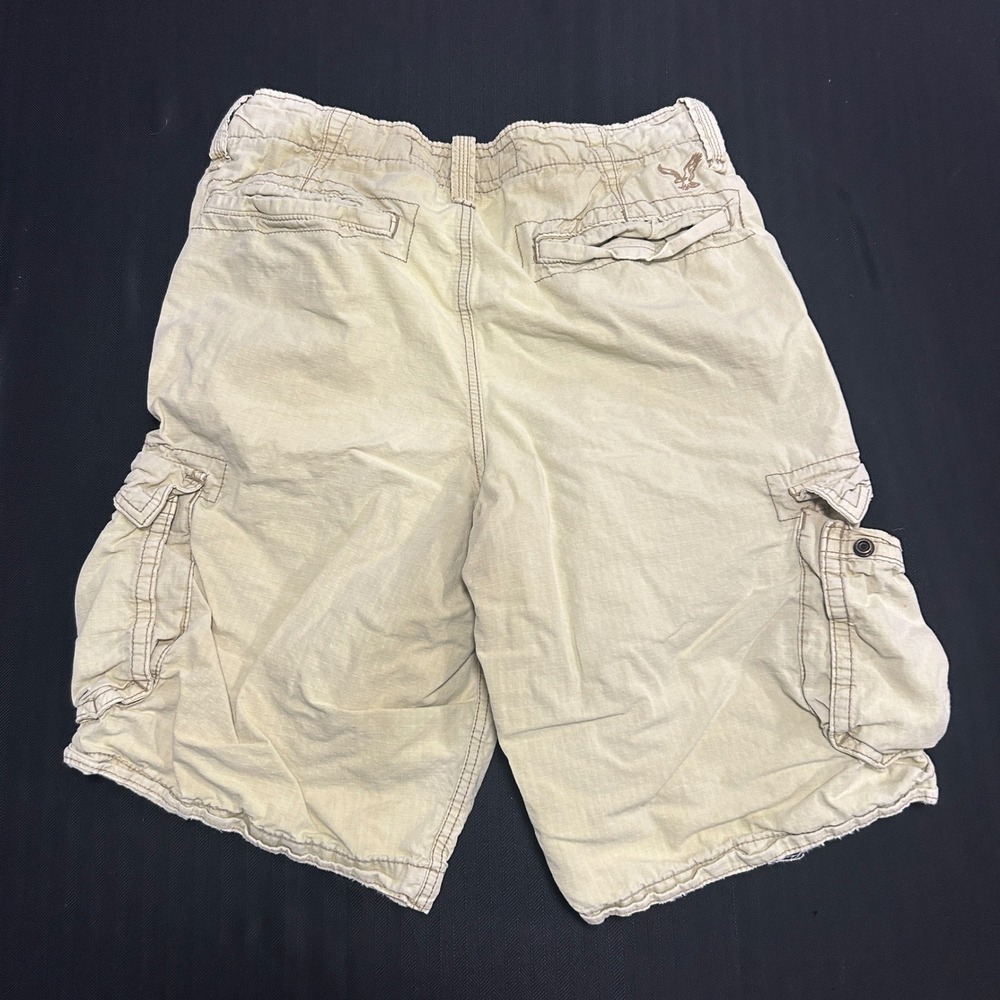 American Eagle Longboard Cargo Shorts Mens 32 Khaki Tan Ripstop Y2K Cotton - Picture 9 of 10